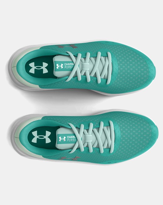 Girls' Grade School UA Charged Pursuit 3 Running Shoes, Green, pdpMainDesktop image number 2